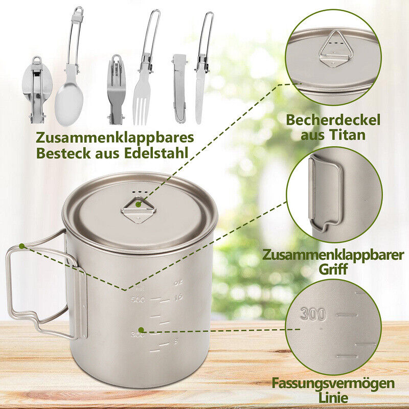Titan Cup Set with Cutlery Forks & Spoons Camping Cups | Kalsten