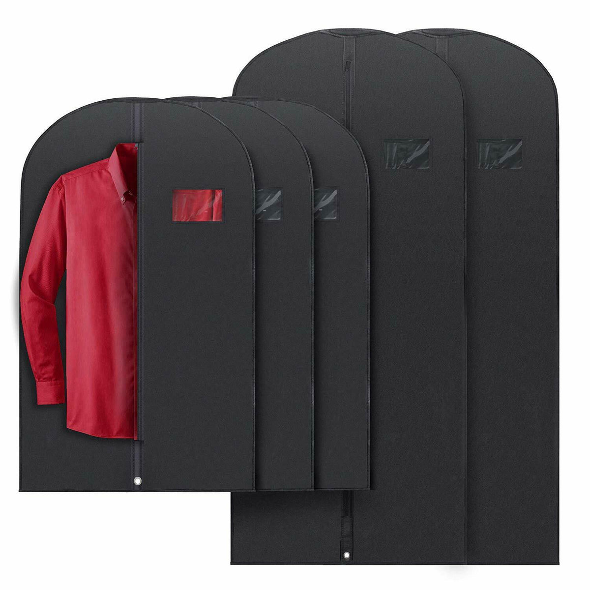 BowLift | 5 Premium Garment Bags - With Transparent Window, Water-Repellent - 40"/54" Inches