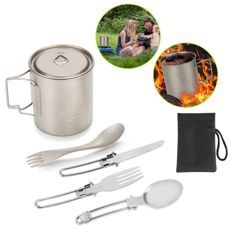Titan Cup Set with Cutlery Forks & Spoons Camping Cups | Kalsten