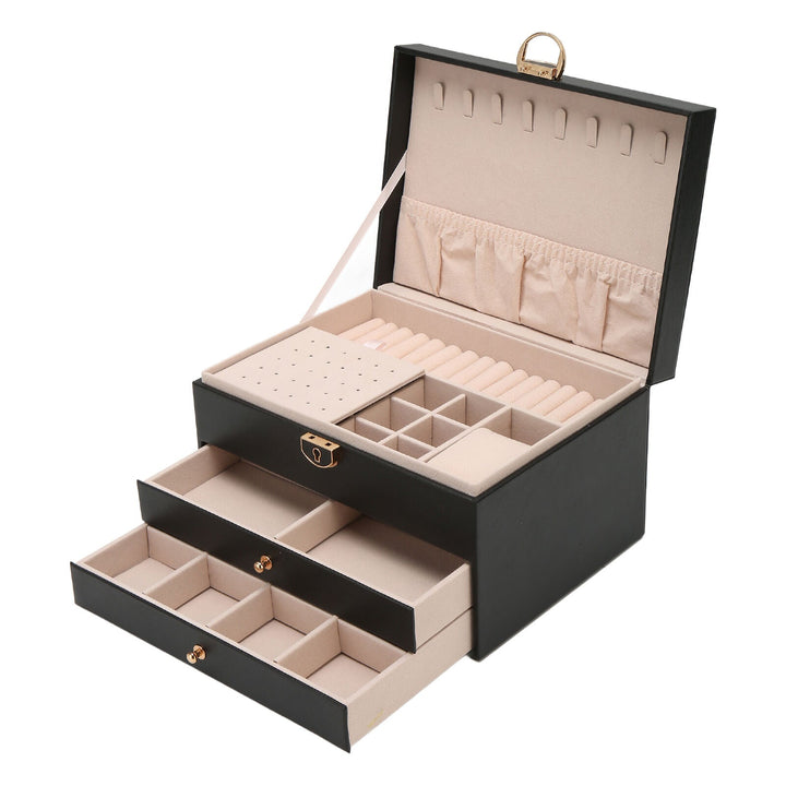 Lockable Multi-Layer Leather Jewelry Box Kalsten