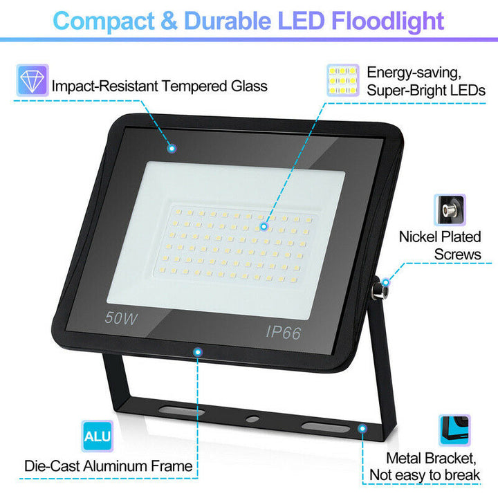 LED Floodlight with Tripod Construction Light 2X50W Cool White | Kalsten