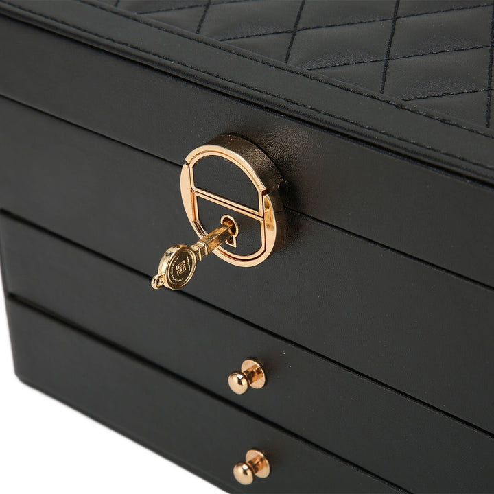 Lockable Multi-Layer Leather Jewelry Box Kalsten