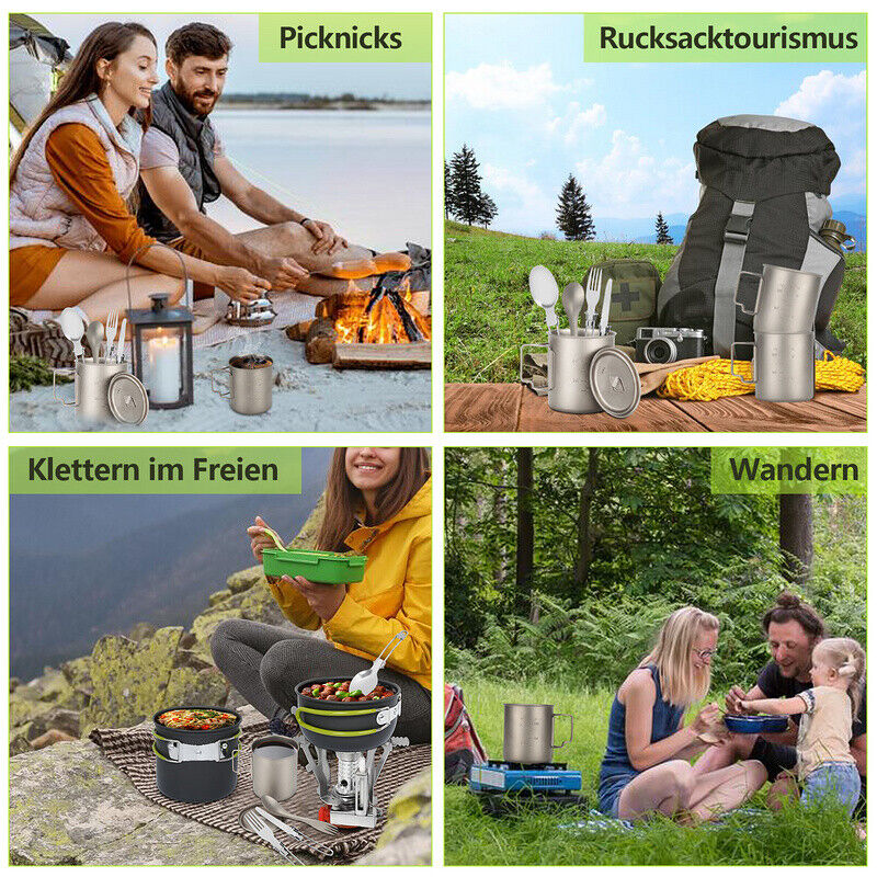 Titan Cup Set with Cutlery Forks & Spoons Camping Cups | Kalsten