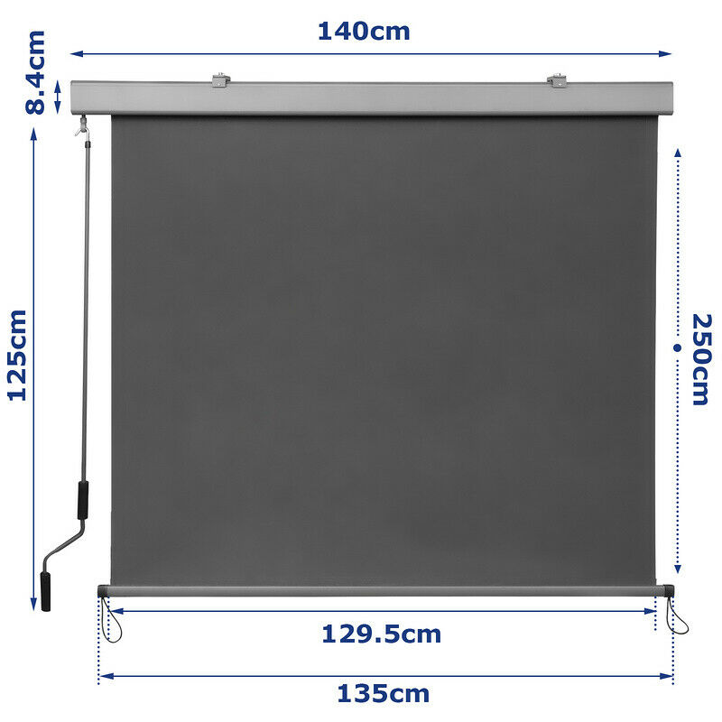 Vertical awning sun protection outdoor roller blind anthracite 2.5M*1.4M | Kalsten