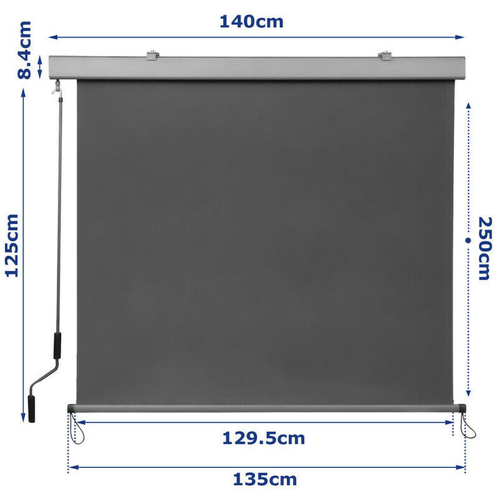Vertical awning sun protection outdoor roller blind anthracite 2.5M*1.4M | Kalsten