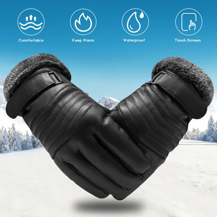 Waterproof Touchscreen Leather Ski Gloves – -30°C