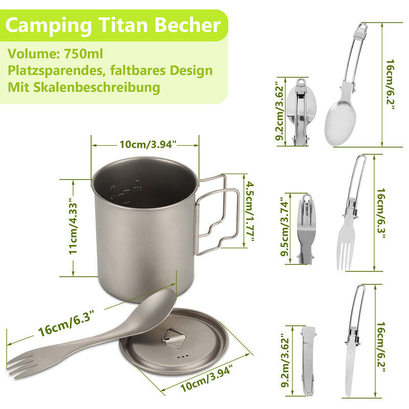Titan Cup Set with Cutlery Forks & Spoons Camping Cups | Kalsten