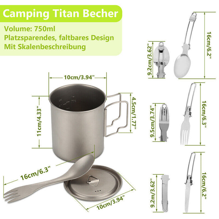 Titan Cup Set with Cutlery Forks & Spoons Camping Cups | Kalsten