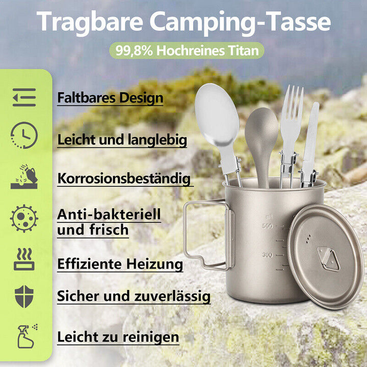 Titan Cup Set with Cutlery Forks & Spoons Camping Cups | Kalsten