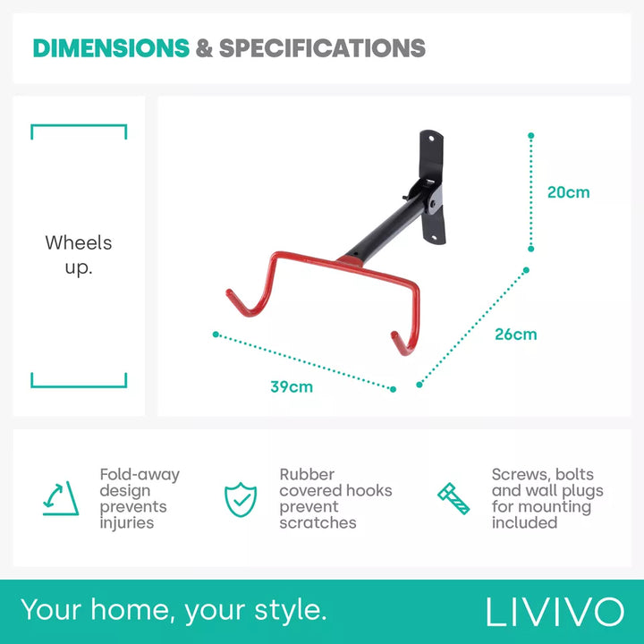 Space-Saving Bicycle Wall Hook with Protection