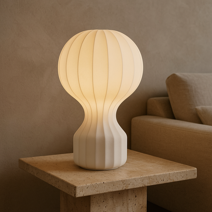 Silka | Wabi Sabi Silk Table Lamp – Warm LED Light | Kalsten