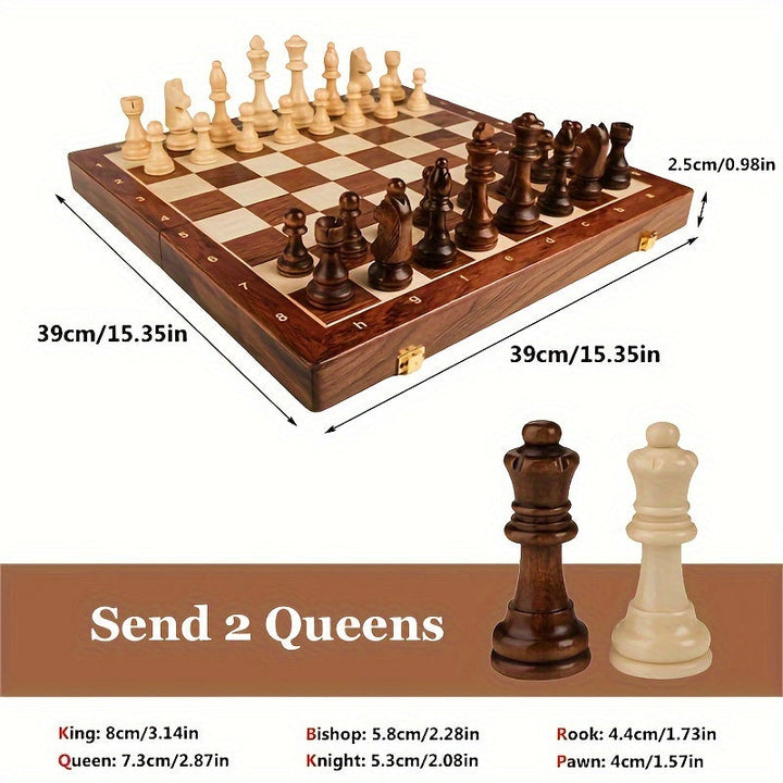 Wooden chess set foldable with chess pieces | Kalsten