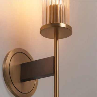 Skanto | Möni | Modern Wall Lamp with Ribbed Glass and Brass Finish