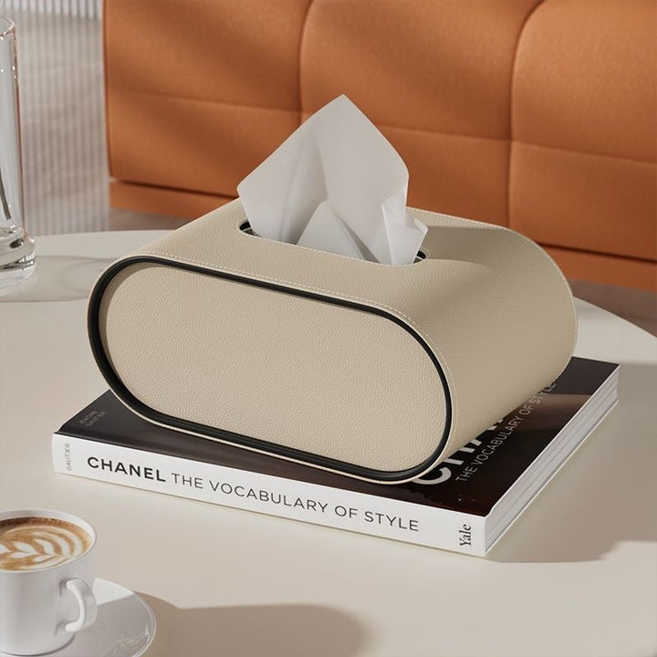 TissuLuxe Oval – Leather Tissue Box Cover for Living Room, Car & Office | Kalsten