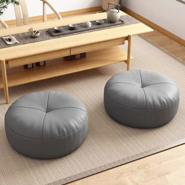 Zen Cushion – Round Japanese Sitting Cushion made of Nappa Leather in Tatami Style | Kalsten