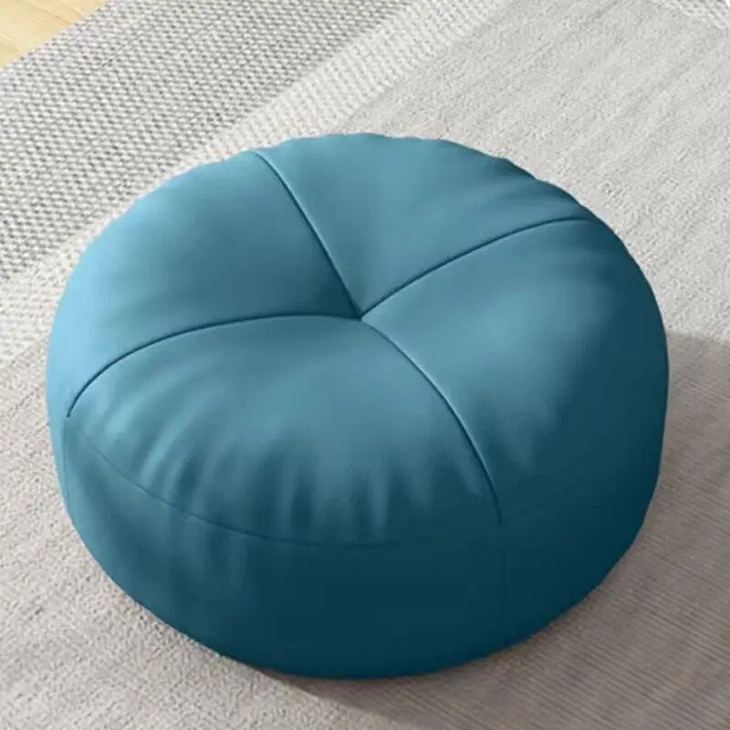 Zen Cushion – Round Japanese Sitting Cushion made of Nappa Leather in Tatami Style | Kalsten