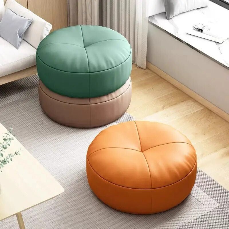 Zen Cushion – Round Japanese Sitting Cushion made of Nappa Leather in Tatami Style | Kalsten