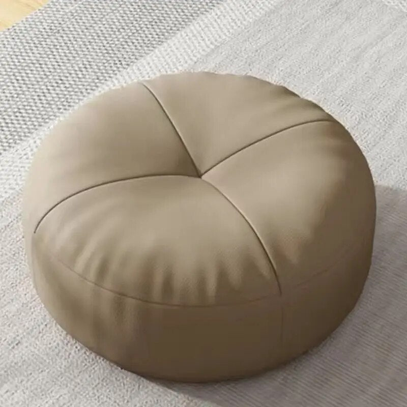 Zen Cushion – Round Japanese Sitting Cushion made of Nappa Leather in Tatami Style | Kalsten