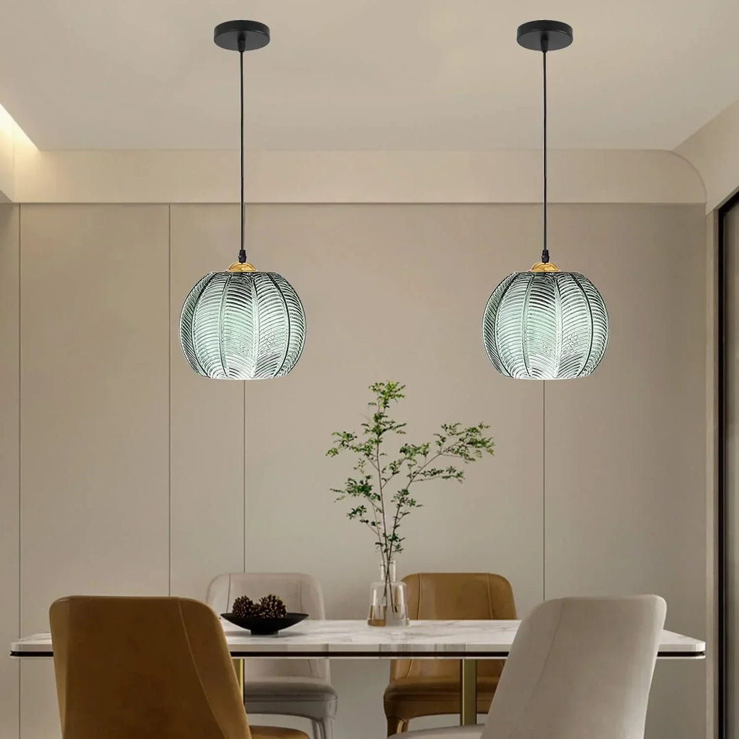 Pendant Light Glass 12 in Boho Tropical Palm Leaf Living Room Kitchen Bedroom Hanging Lamp | Kalsten