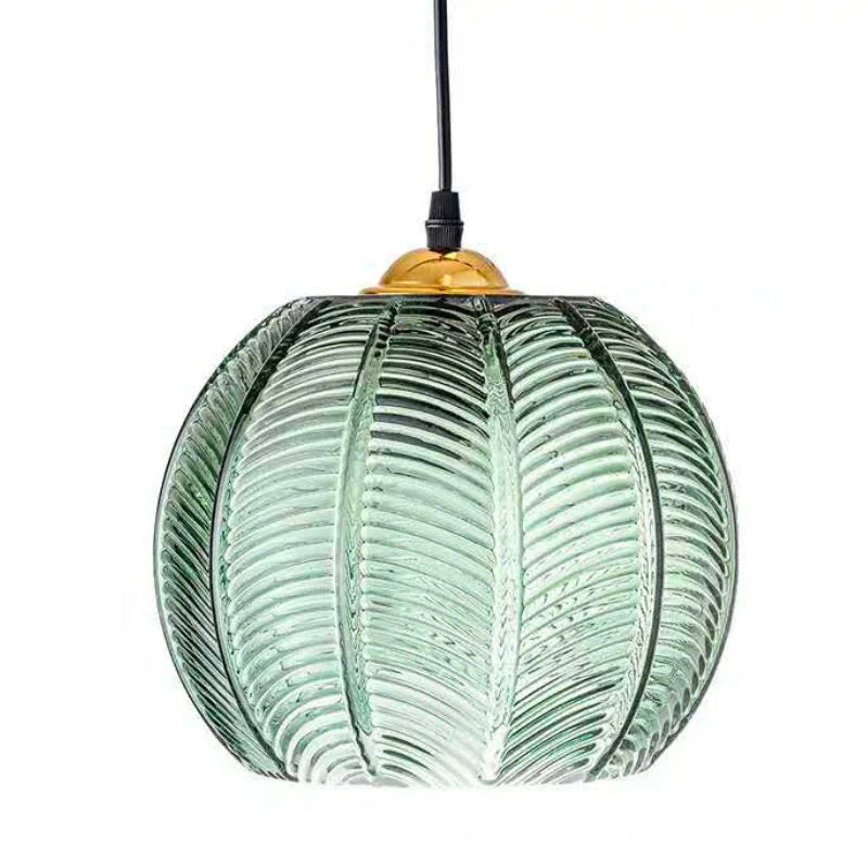 Pendant Light Glass 12 in Boho Tropical Palm Leaf Living Room Kitchen Bedroom Hanging Lamp | Kalsten