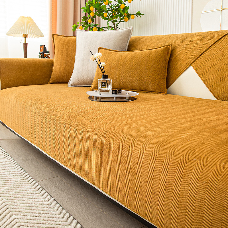 Kalsten | Wavy Check Chenille Fabric Furniture Protector Sofa Cover