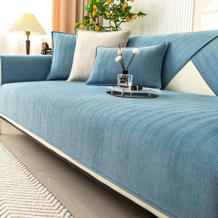 Kalsten | Wavy Check Chenille Fabric Furniture Protector Sofa Cover