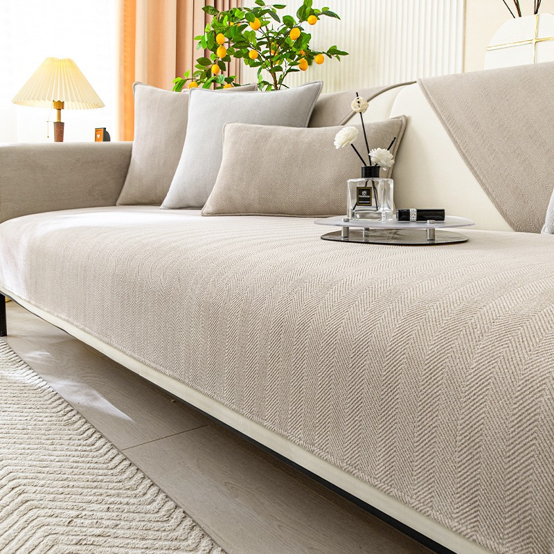 Kalsten | Wavy Check Chenille Fabric Furniture Protector Sofa Cover
