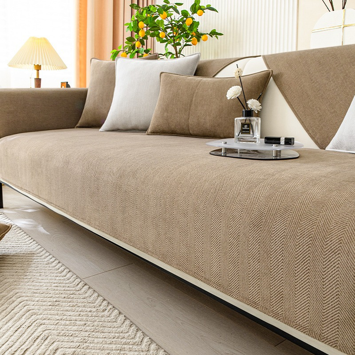 Kalsten | Wavy Check Chenille Fabric Furniture Protector Sofa Cover