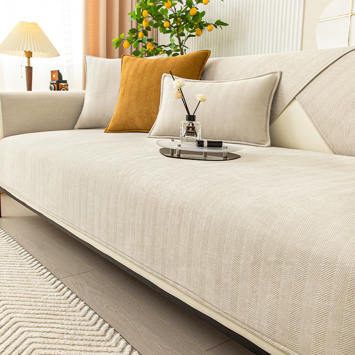 Kalsten | Wavy Check Chenille Fabric Furniture Protector Sofa Cover