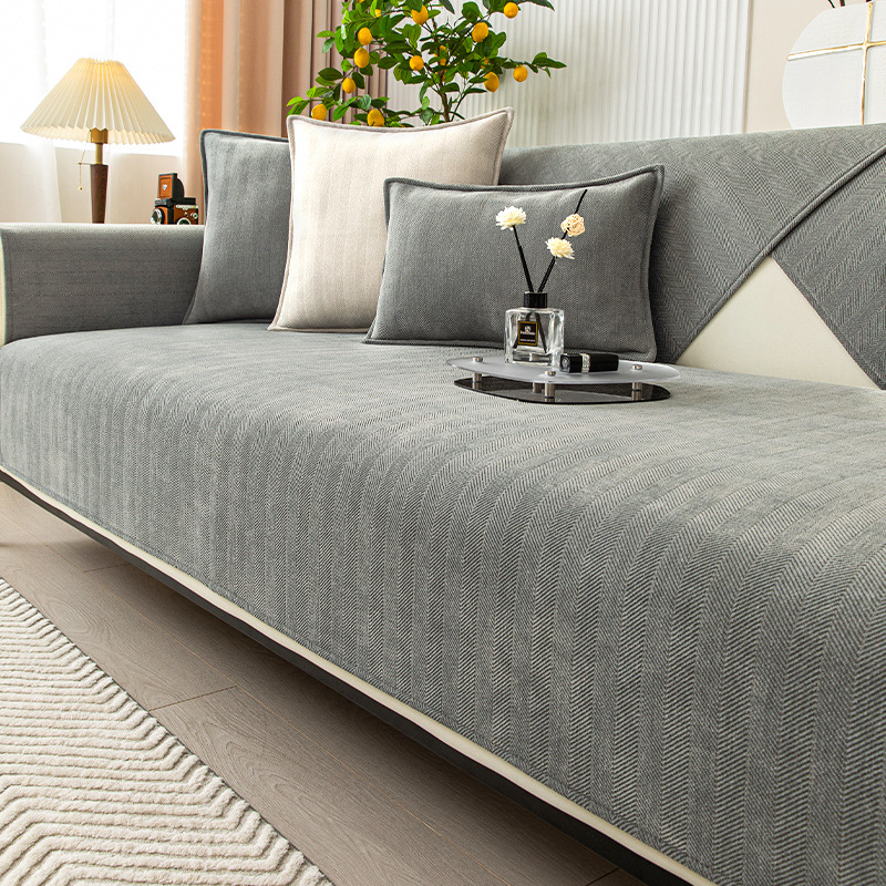 Kalsten | Wavy Check Chenille Fabric Furniture Protector Sofa Cover
