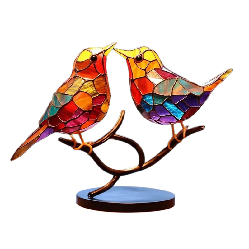 Colored Glass Ornaments Birds on Branches | Kalsten