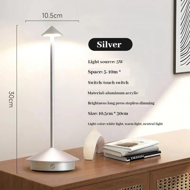 Elegant rechargeable metallic table lamp | Kalsten
