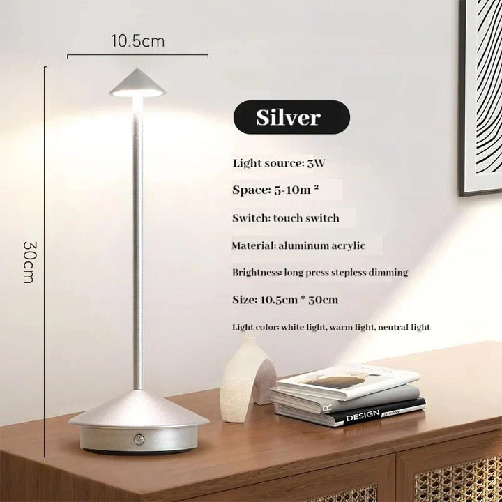 Elegant rechargeable metallic table lamp | Kalsten