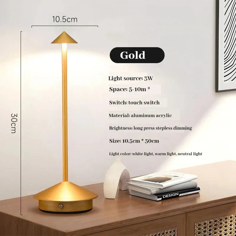 Elegant rechargeable metallic table lamp | Kalsten