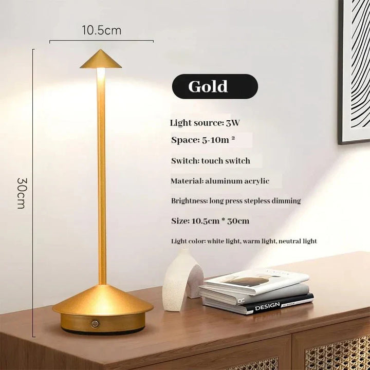 Elegant rechargeable metallic table lamp | Kalsten