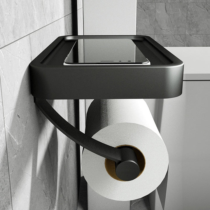 Drill-Free Stainless Steel Toilet Paper Holder with Shelf