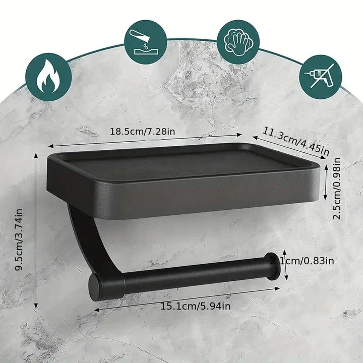 RVSPlank | Drill-Free Toilet Paper Holder with Storage Shelf Made of Stainless Steel | Kalsten