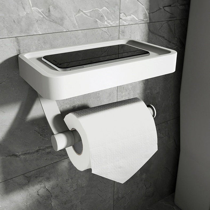 Kalsten | RVS Shelf | Drill-free Toilet Roll Holder with Storage Shelf made of Stainless Steel