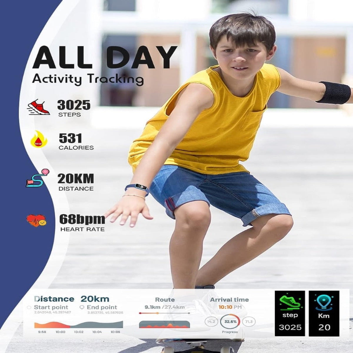 Skanto | Slim Kids Fitness Watch | Activity & Sports Tracking | Multicolor