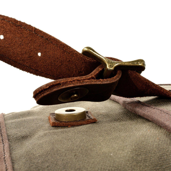 Kalsten | HorizonPath - Compact Vintage Shoulder Bag - High-Quality Waxed Cotton and Full-Grain Leather
