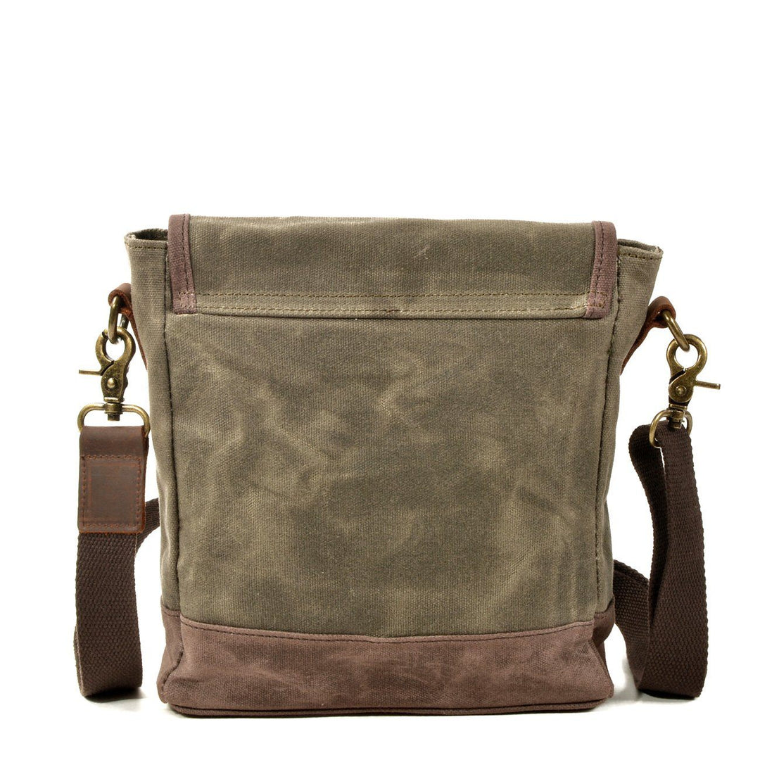 Kalsten | HorizonPath - Compact Vintage Shoulder Bag - High-Quality Waxed Cotton and Full-Grain Leather