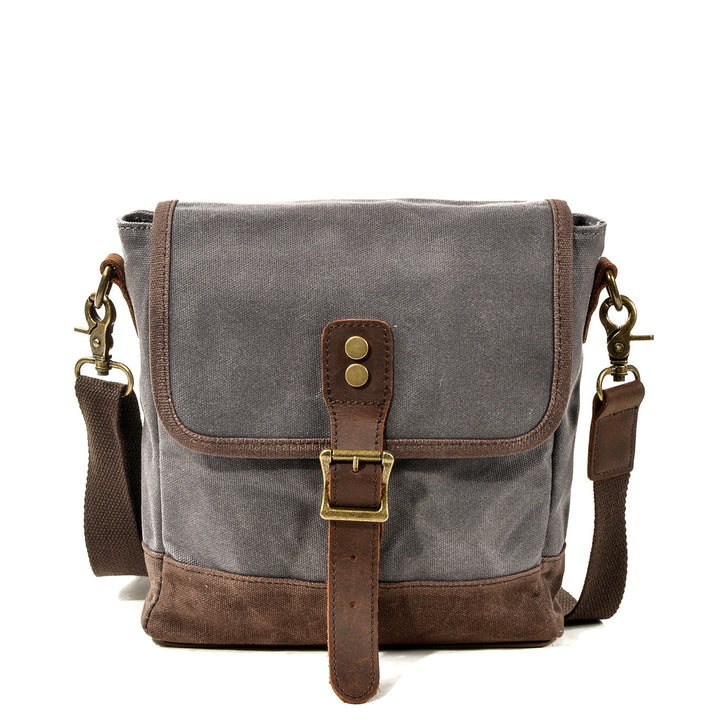 Kalsten | HorizonPath - Compact Vintage Shoulder Bag - High-Quality Waxed Cotton and Full-Grain Leather