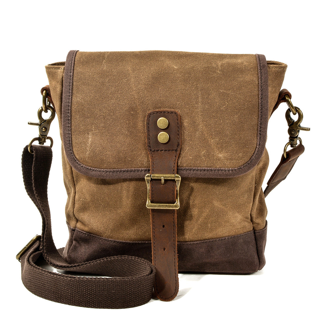 Kalsten | HorizonPath - Compact Vintage Shoulder Bag - High-Quality Waxed Cotton and Full-Grain Leather