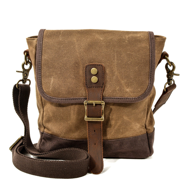 Kalsten | HorizonPath - Compact Vintage Shoulder Bag - High-Quality Waxed Cotton and Full-Grain Leather