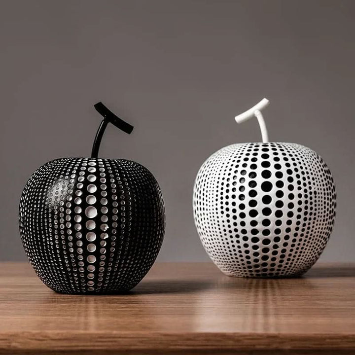 Kalsten | MonoApple Decorative Figurine – Black & White Polka Dot Apple