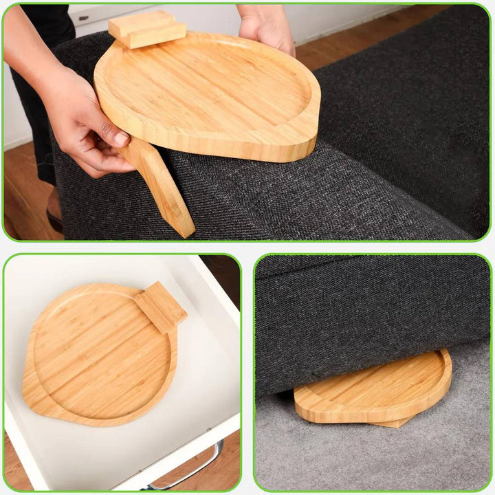 SofaNest Armrest Table Wooden Sofa Side Table With Phone Holder | Kalsten