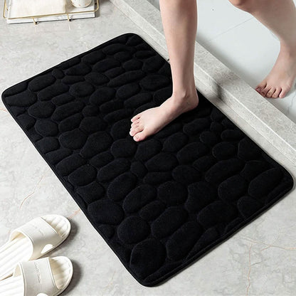 Soft memory foam bath mat with non-slip tombstone pattern