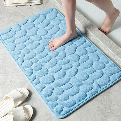 Soft memory foam bath mat with non-slip tombstone pattern