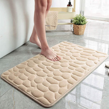 Soft memory foam bath mat with non-slip tombstone pattern