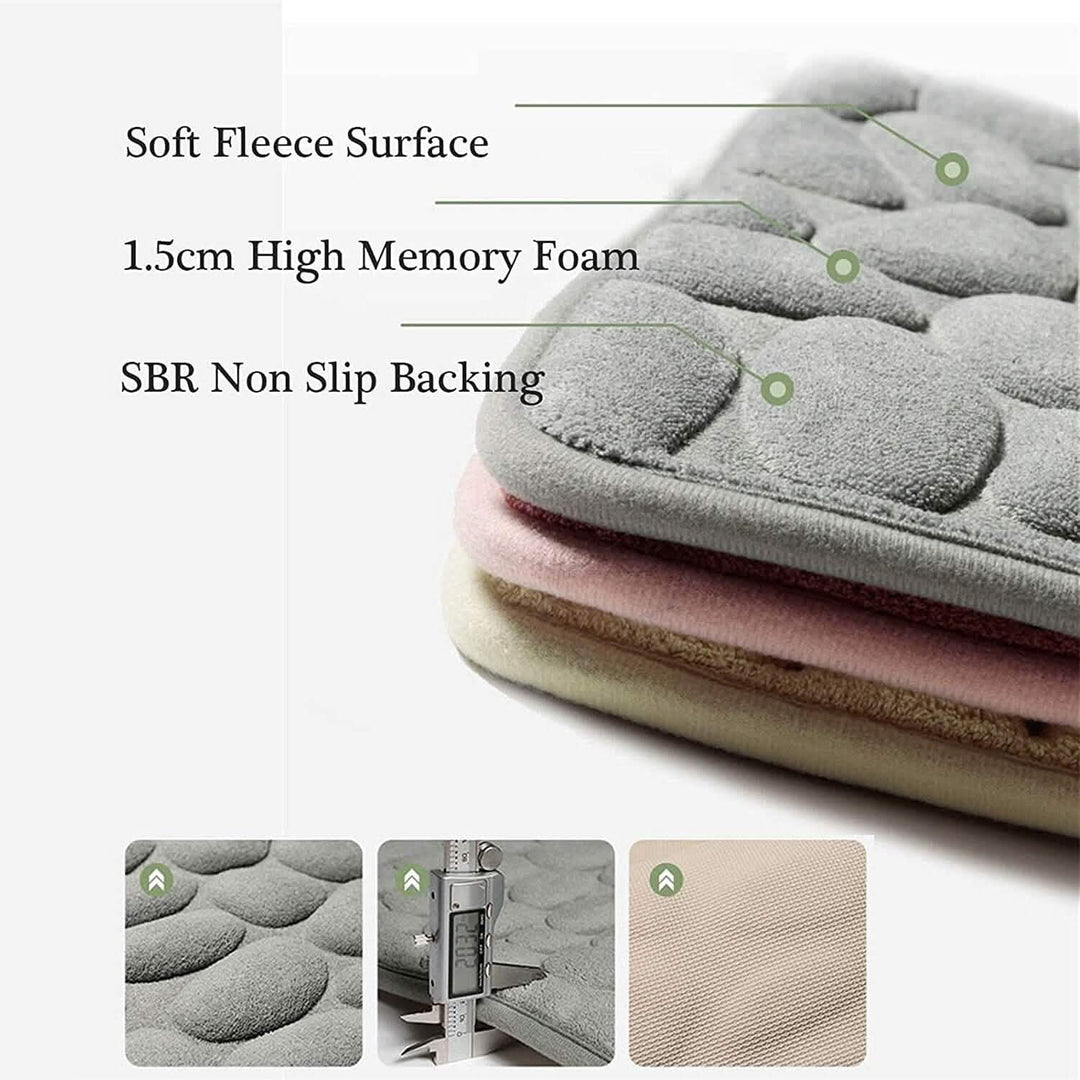 Kalsten | Soft Memory Foam Non-Slip Headstone Pattern Bath Mat
